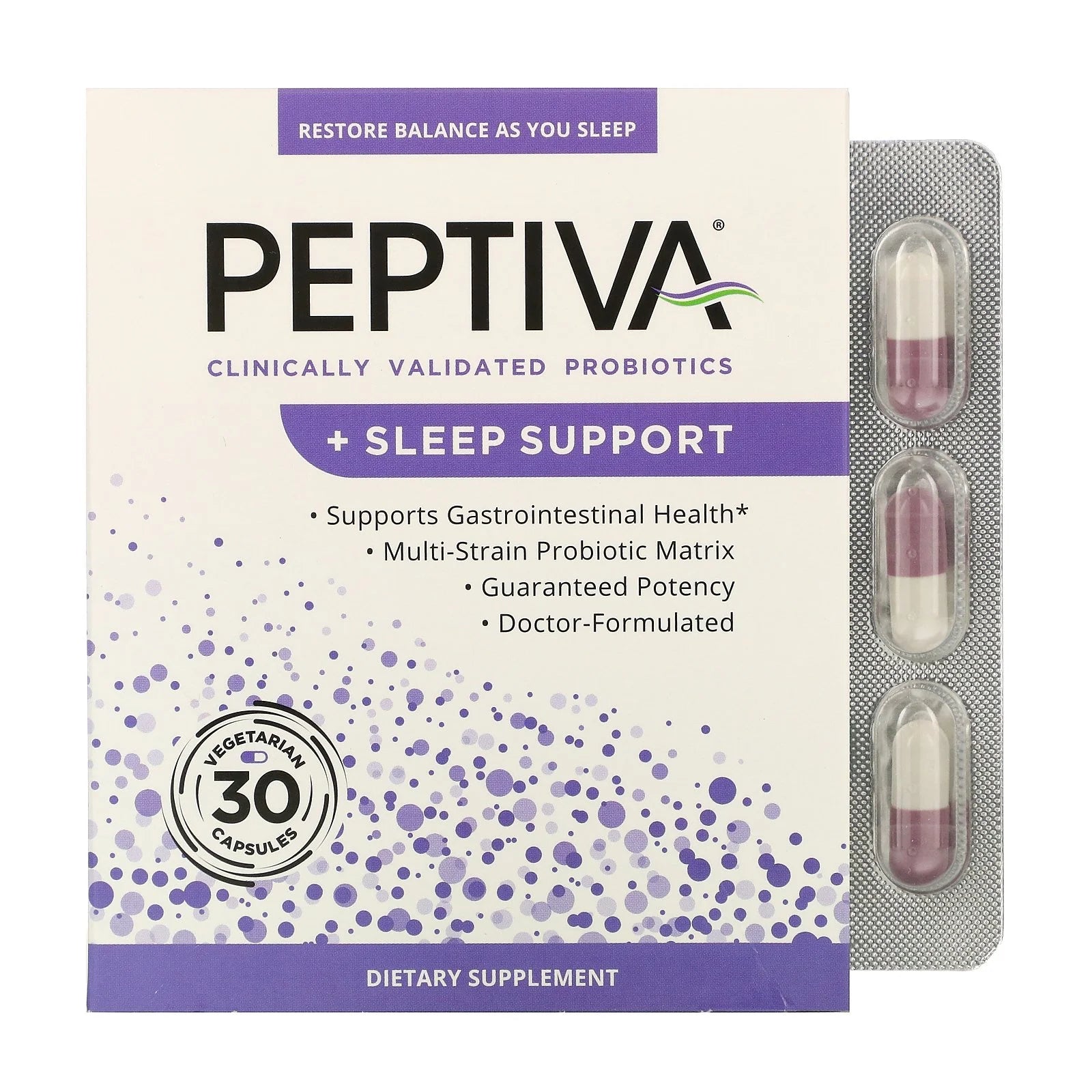 Probiotic and Sleep Support - 26 Billion CFU Multi-Strain Probiotic - Lactobacillus Acidophilus, Bifidobacterium, Melatonin, 30Ct